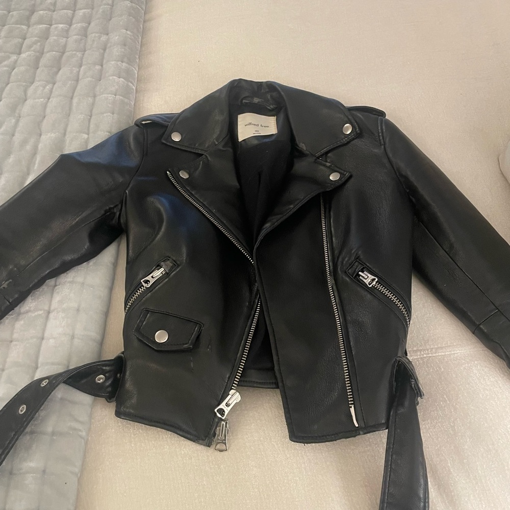 Wilfred Black Leather Moto Jacket - Silver Hardware